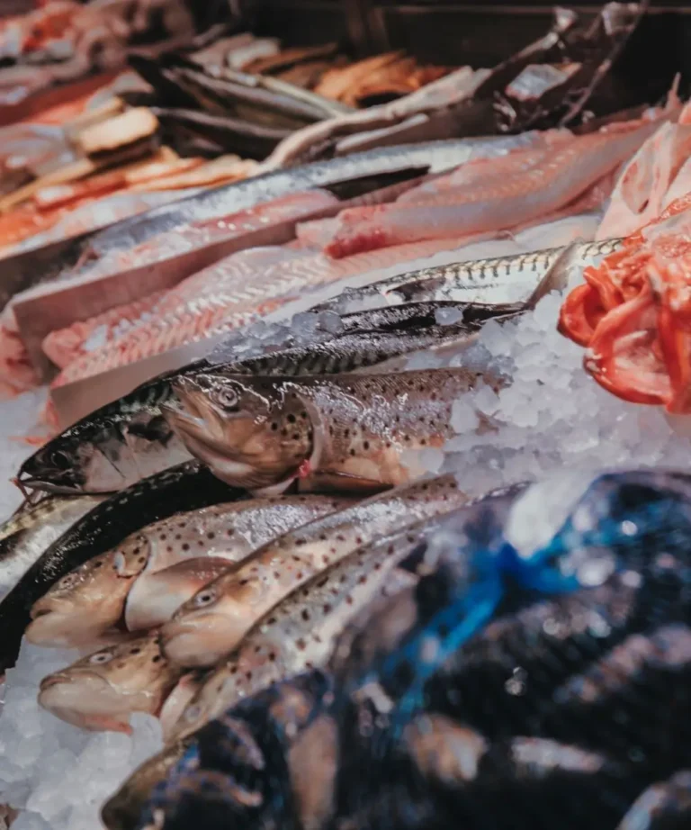 Fersk fisk på is i fiskedisken hos Lerøy Mat